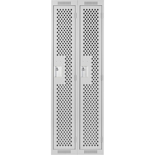 Clean Line Lockers, 2 -tier, 12" x 15" x 72", Steel, Grey, Rivet (Assembled), Perforated Advanced Consulting and Training Ltd.