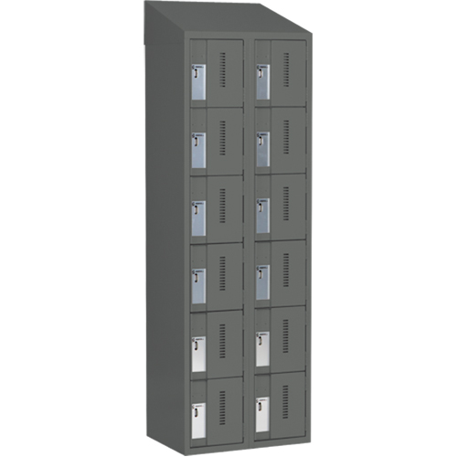 Concorde Heavy-Duty Lockers, 6 -tier, Bank of 2, 24" x 18" x 78", Steel, Charcoal, Welded (Assembled) Advanced Consulting and Training Ltd.