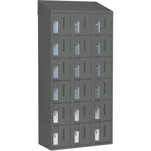 Concorde Heavy-Duty Lockers, 6 -tier, Bank of 3, 36" x 18" x 78", Steel, Charcoal, Welded (Assembled) Advanced Consulting and Training Ltd.