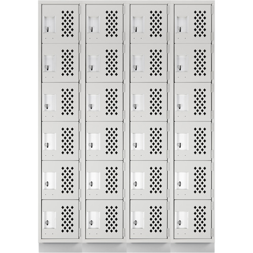 Assembled Clean Line Perforated Economy Lockers, 6 -tier, Bank of 4, 18" x 72" x 12", Steel Advanced Consulting and Training Ltd.