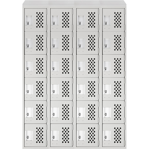 Assembled Clean Line Perforated Economy Lockers, 6 -tier, Bank of 4, 18" x 72" x 12", Steel Advanced Consulting and Training Ltd.