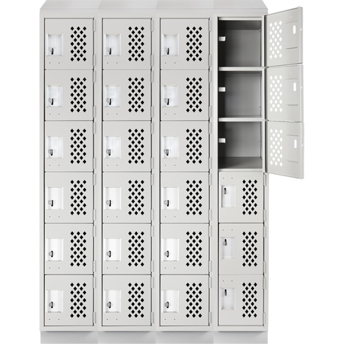 Assembled Clean Line Perforated Economy Lockers, 6 -tier, Bank of 4, 18" x 72" x 12", Steel Advanced Consulting and Training Ltd.
