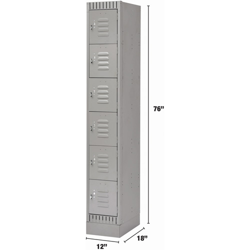 Lockers, 6 -tier, 12" x 18" x 76", Steel, Grey, Knocked Down Advanced Consulting and Training Ltd.