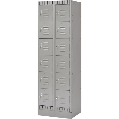 Lockers, 6 -tier, Bank of 2, 24" x 18" x 76", Steel, Grey, Knocked Down Advanced Consulting and Training Ltd.