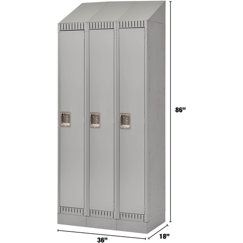 Lockers, Bank of 3, 36" x 18" x 86", Steel, Grey, Knocked Down Advanced Consulting and Training Ltd.