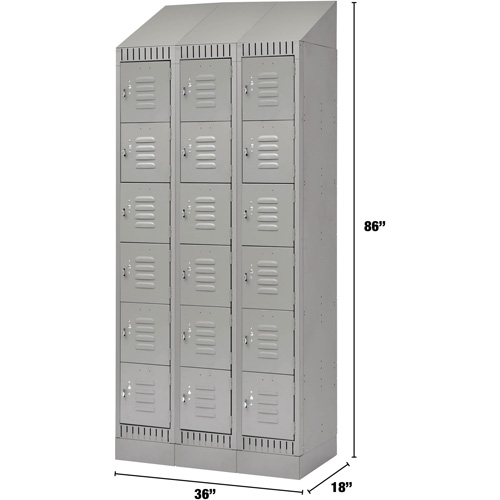 Lockers, 6 -tier, Bank of 3, 36" x 18" x 86", Steel, Grey, Knocked Down Advanced Consulting and Training Ltd.