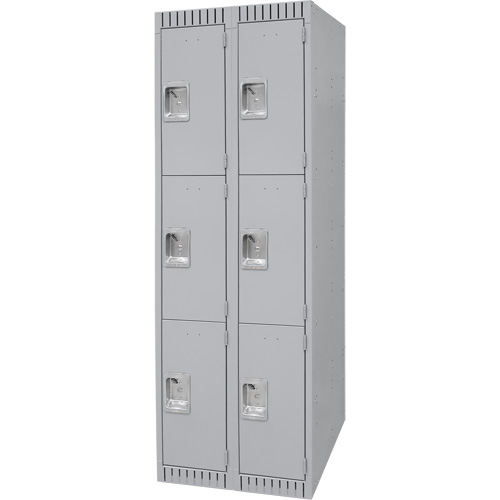 Lockers, 3 -tier, Bank of 2, 24" x 18" x 72", Steel, Grey, Knocked Down Advanced Consulting and Training Ltd.