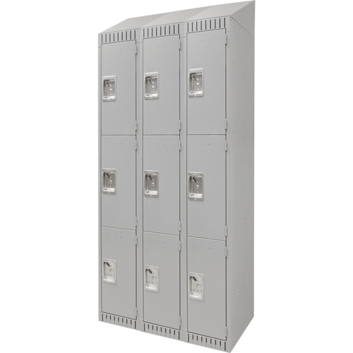 Lockers, 3 -tier, Bank of 3, 36" x 18" x 82", Steel, Grey, Knocked Down Advanced Consulting and Training Ltd.