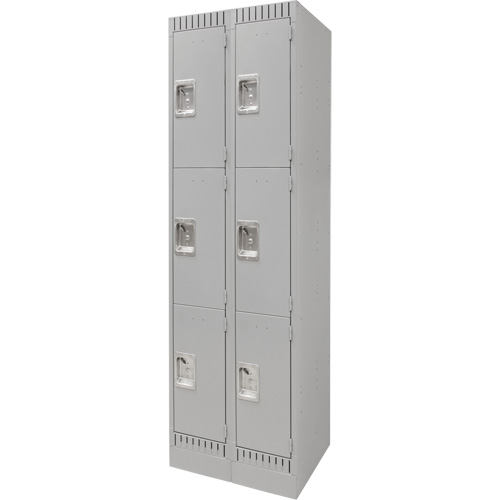 Lockers, 3 -tier, Bank of 2, 24" x 18" x 76", Steel, Grey, Knocked Down Advanced Consulting and Training Ltd.