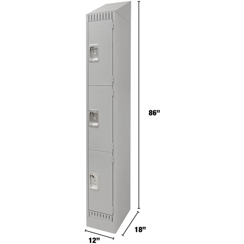 Lockers, 3 -tier, 12" x 18" x 86", Steel, Grey, Knocked Down Advanced Consulting and Training Ltd.