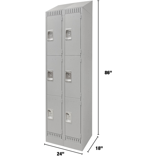 Casiers, 3 niveaux, Bloc de 2, 24" x 18" x 86", Acier, Gris, D&eacute;mont&eacute; Advanced Consulting and Training Ltd.