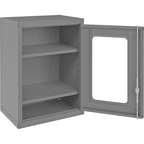 Armoire de rangement murale avec portes transparentes, 26-15/16" h x 18-1/8" la x 13-11/16" p, 2 tablettes, Acier, Gris Advanced Consulting and Training Ltd.