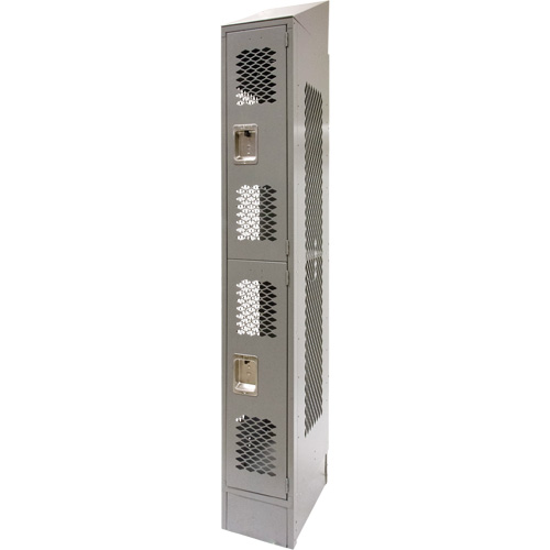 Vented Lockers, 2 -tier, 12" x 18" x 88", Steel, Grey, Knocked Down, Perforated Advanced Consulting and Training Ltd.