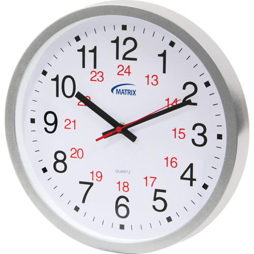 Horloge 12/24 h, Analogique, &agrave; piles, 12", Argent Advanced Consulting and Training Ltd.