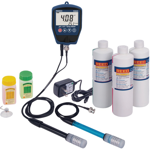 Trousse de pH/mV-m&egrave;tre R3525 avec &eacute;lectrode de potentiel redox, solution de pH/conductivit&eacute; et adaptateur de courant Advanced Consulting and Training Ltd.