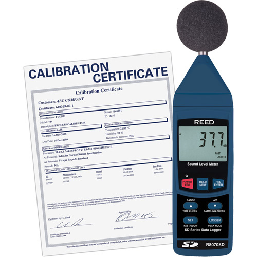 Ensemble sonom&egrave;tre &agrave; enregistrement de donn&eacute;es avec certificat de calibration Advanced Consulting and Training Ltd.