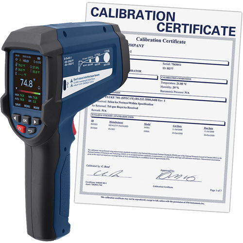 Thermom&egrave;tre infrarouge professionnel avec thermocouple de type K int&eacute;gr&eacute; et certificat d'&eacute;talonnage, -58 - 3362°F (-50 - 1850°C), 55:1, &eacute;missivit&eacute; Ajustable Advanced Consulting and Training Ltd.