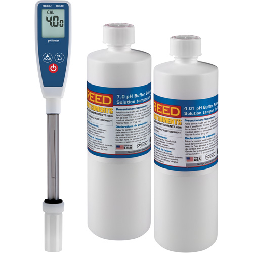 Ensemble de compteur de pH &agrave; tige longue & solution tampon 4 pH/7 pH Advanced Consulting and Training Ltd.