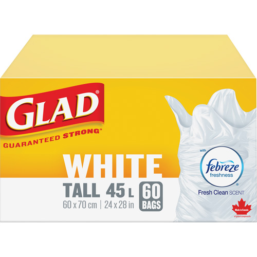 Tall 45L Febreze Garbage Bags, Regular, 24" W x 28" L, White Advanced Consulting and Training Ltd.