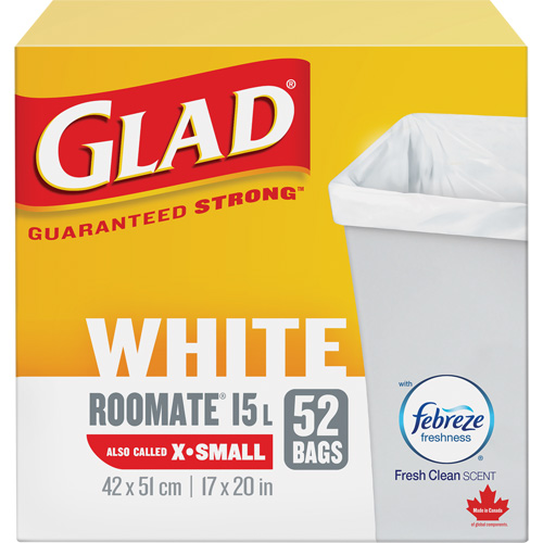 X-Small 15L Roommate Febreze Garbage Bags, Regular, 17" W x 20" L, White Advanced Consulting and Training Ltd.