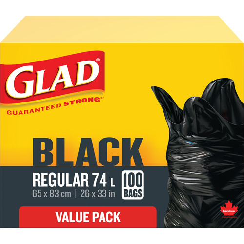 74L Garbage Bags, Regular, 26" W x 33" L, Black Advanced Consulting and Training Ltd.