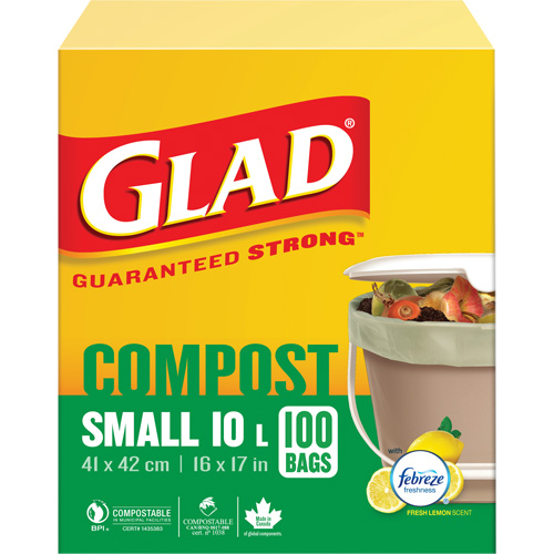 Small Compostable Bags, Regular, 17" L x 16" W, Brown, 10 L (3 Gal.) Capacity Advanced Consulting and Training Ltd.
