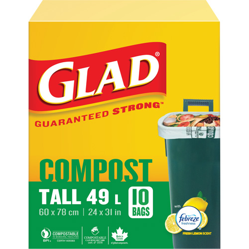 Tall Compostable Bags, Regular, 31" L x 24" W, Brown, 49 L (13 Gal.) Capacity Advanced Consulting and Training Ltd.