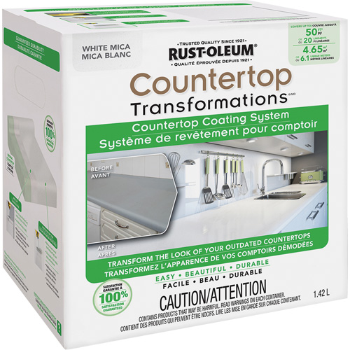 Syst&egrave;me de rev&ecirc;tement au mica pour comptoir Countertop Transformations, 1,42 L, Trousse, Mica blanc Advanced Consulting and Training Ltd.