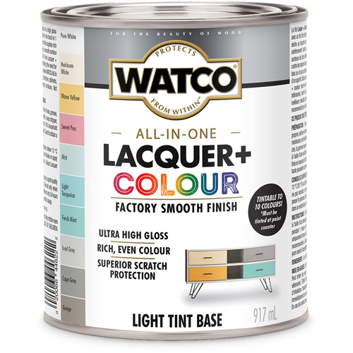 Watco&reg; All In One Lacquer + Colour Light Tint Base, 946 ml, Light Tint Base, High-Gloss Advanced Consulting and Training Ltd.