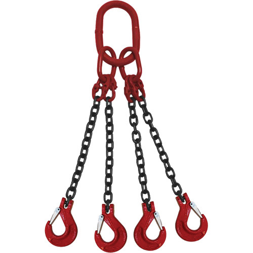 Chain Sling, Grade 100 Chain, Quadruple Legs, Oblong & Slip Hooks, 5/16" x 10' Advanced Consulting and Training Ltd.
