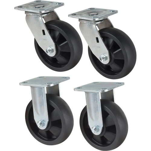Jeu de roulettes, Fixe/Pivotant, 6" (152,4 mm), Nylon, 2400 lb (1089 kg) Advanced Consulting and Training Ltd.
