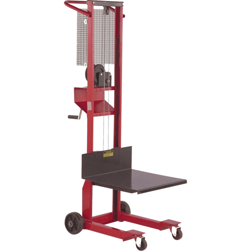 Empileur &agrave; plateforme, M&eacute;canisme Treuil manuel, Capacit&eacute; de 500 lb, Levage max de 54" Advanced Consulting and Training Ltd.