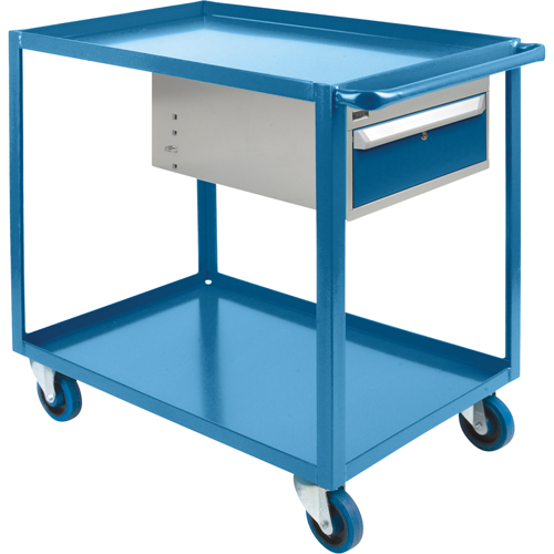 Chariots &agrave; tablettes avec tiroir, 1200 lb Capacit&eacute;, Acier, 24" x la, 36" x ha, 39" p, Roues en Caoutchouc, Enti&egrave;rement soud&eacute;, 1 tirroirs Advanced Consulting and Training Ltd.
