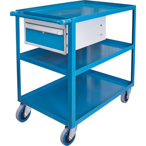 Chariots &agrave; tablettes avec tiroir, 1200 lb Capacit&eacute;, Acier, 24" x la, 36" x ha, 48" p, Roues en Caoutchouc, D&eacute;mont&eacute;, 1 tirroirs Advanced Consulting and Training Ltd.