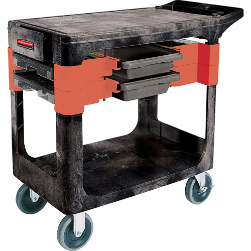 Chariots &agrave; outils d'entretien, 2 tiroirs, 38" lo x 19-1/4" la x 33-3/8" h, Noir Advanced Consulting and Training Ltd.