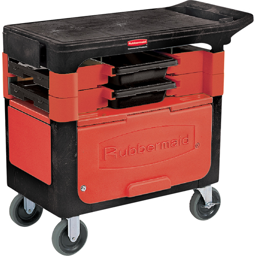Chariots de travail Trades a/compartiment, 2 tiroirs, 38" lo x 19-1/4" la x 33-3/8" h, Noir Advanced Consulting and Training Ltd.