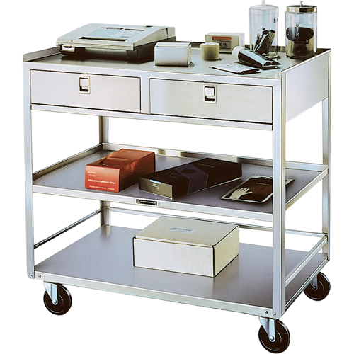 Stainless Steel Equipment Stands, 300 lbs. Capacity, Stainless Steel, 20"/20-1/8" x W, 35" x H, 37"/36-3/8" D, Knocked Down, 2 Drawers Advanced Consulting and Training Ltd.