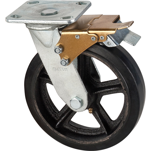 Mold-on Caster, Swivel with Brake, 8" (203.2 mm), Rubber, 660 lbs. (299 kg.) Advanced Consulting and Training Ltd.
