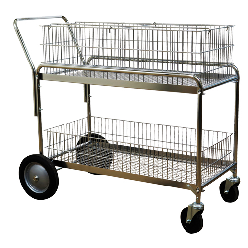Chariot de bureau en treillis m&eacute;tallique pour le courrier, 250 lb Capacit&eacute;, Chrome, 23-3/4" p x 43" la x 38-1/2" h, Chrom&eacute; Advanced Consulting and Training Ltd.