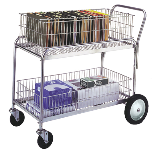 Chariot de bureau en treillis m&eacute;tallique pour le courrier, 250 lb Capacit&eacute;, Chrome, 23-3/4" p x 43" la x 38-1/2" h, Chrom&eacute; Advanced Consulting and Training Ltd.