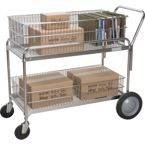 Chariot de bureau en treillis m&eacute;tallique pour le courrier, 250 lb Capacit&eacute;, Chrome, 23" p x 42" la x 38" h, Chrom&eacute; Advanced Consulting and Training Ltd.