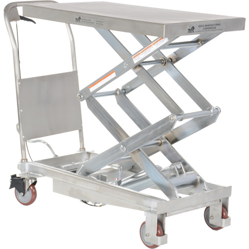Manual Hydraulic Scissor Lift Table, 35-1/2" L x 20" W, Partial Stainless Steel, 800 lbs. Capacity Advanced Consulting and Training Ltd.