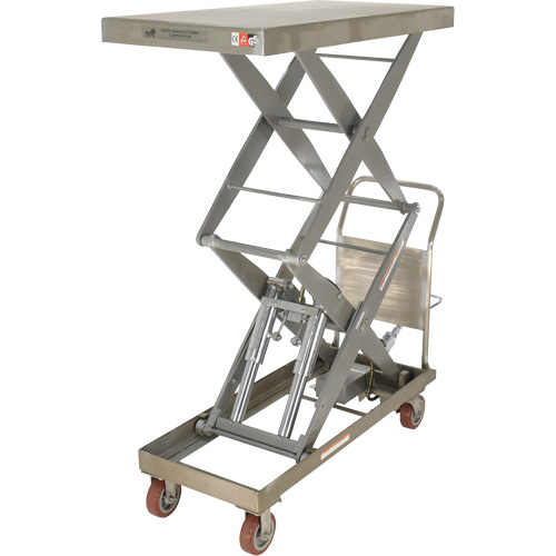 Manual Hydraulic Scissor Lift Table, 47-1/2" L x 24" W, Partial Stainless Steel, 1500 lbs. Capacity Advanced Consulting and Training Ltd.
