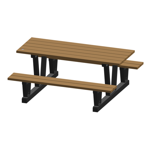 Recycled Plastic Outdoor Picnic Tables, 72" L x 60-5/16" W, Redwood Advanced Consulting and Training Ltd.
