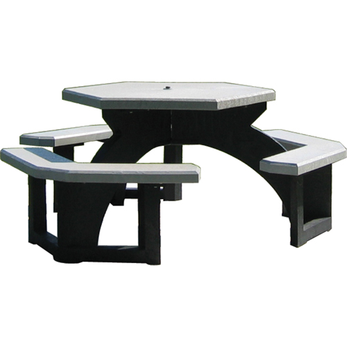 Recycled Plastic Hexagon Picnic Tables, 78" L x 78" W, Grey Advanced Consulting and Training Ltd.
