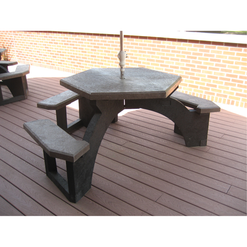 Recycled Plastic Hexagon Picnic Tables, 78" L x 78" W, Brown Advanced Consulting and Training Ltd.