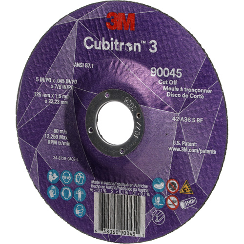 Cubitron 3 Cut-Off Wheel, 5" x 0.045", 7/8" Arbor, Type T27, Ceramic, 12250 RPM Advanced Consulting and Training Ltd.