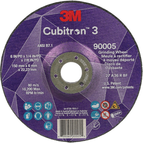 Meule a moyeu d&eacute;port&eacute; Cubitron 3, 6" x 1/4", Arbre 7/8", C&eacute;ramique, Type T27 Advanced Consulting and Training Ltd.