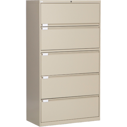 Lateral Filing Cabinet, Steel, 5 Drawers, 36" W x 18" D x 65-1/2" H, Beige Advanced Consulting and Training Ltd.