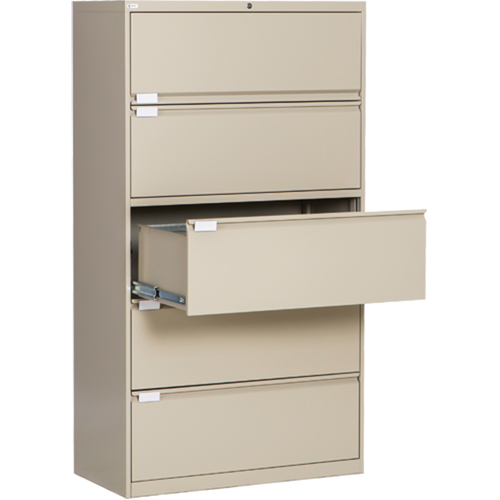 Lateral Filing Cabinet, Steel, 5 Drawers, 36" W x 18" D x 65-1/2" H, Beige Advanced Consulting and Training Ltd.